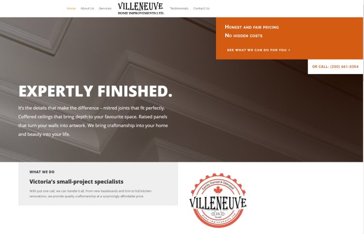 Villeneuve Home Improvemts - website by Time2GetOnline.com